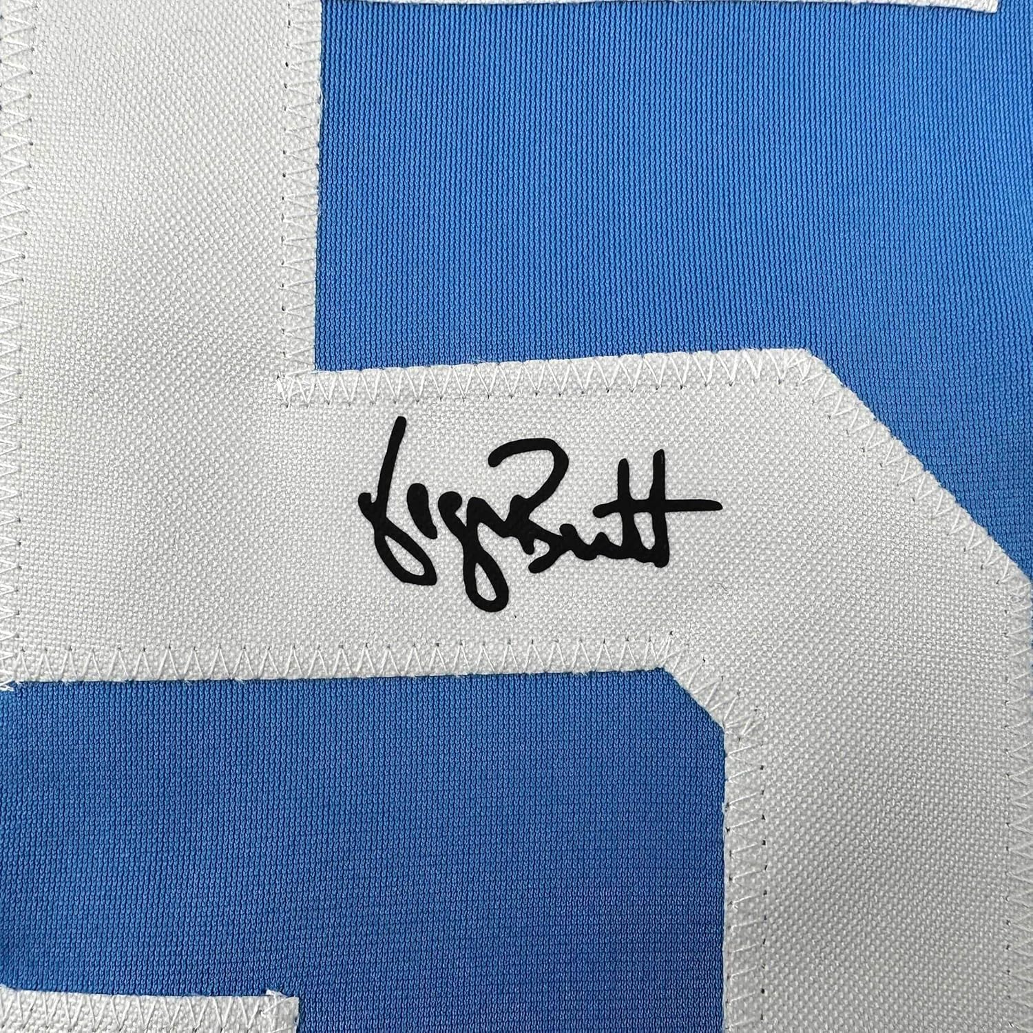 Facsimile Autographed George Brett Kansas City Blue Reprint Laser Auto Baseball Jersey Size Men's XL