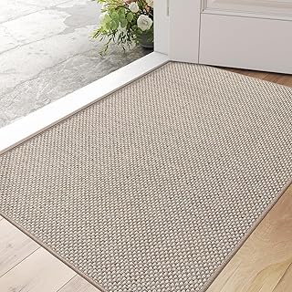 DEXI Schmutzfangmatte Innen 60 x 90 cm, rutschfest Fußmatte waschbar, absorbierend Fussmatte, Dünne Türmatte Eingangsteppich für Haustür & Flur, Beige