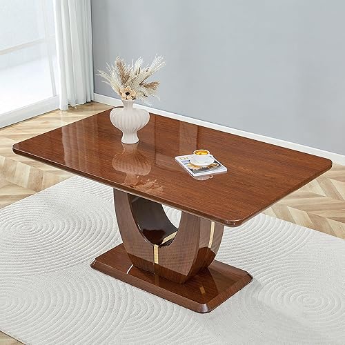Miniatura 19 de JUFU Mesa de comedor de mármol sintético de 63 pulgadas para 6, moderna mesa rectangular de cocina y comedor, parte superior de MDF con aspecto de