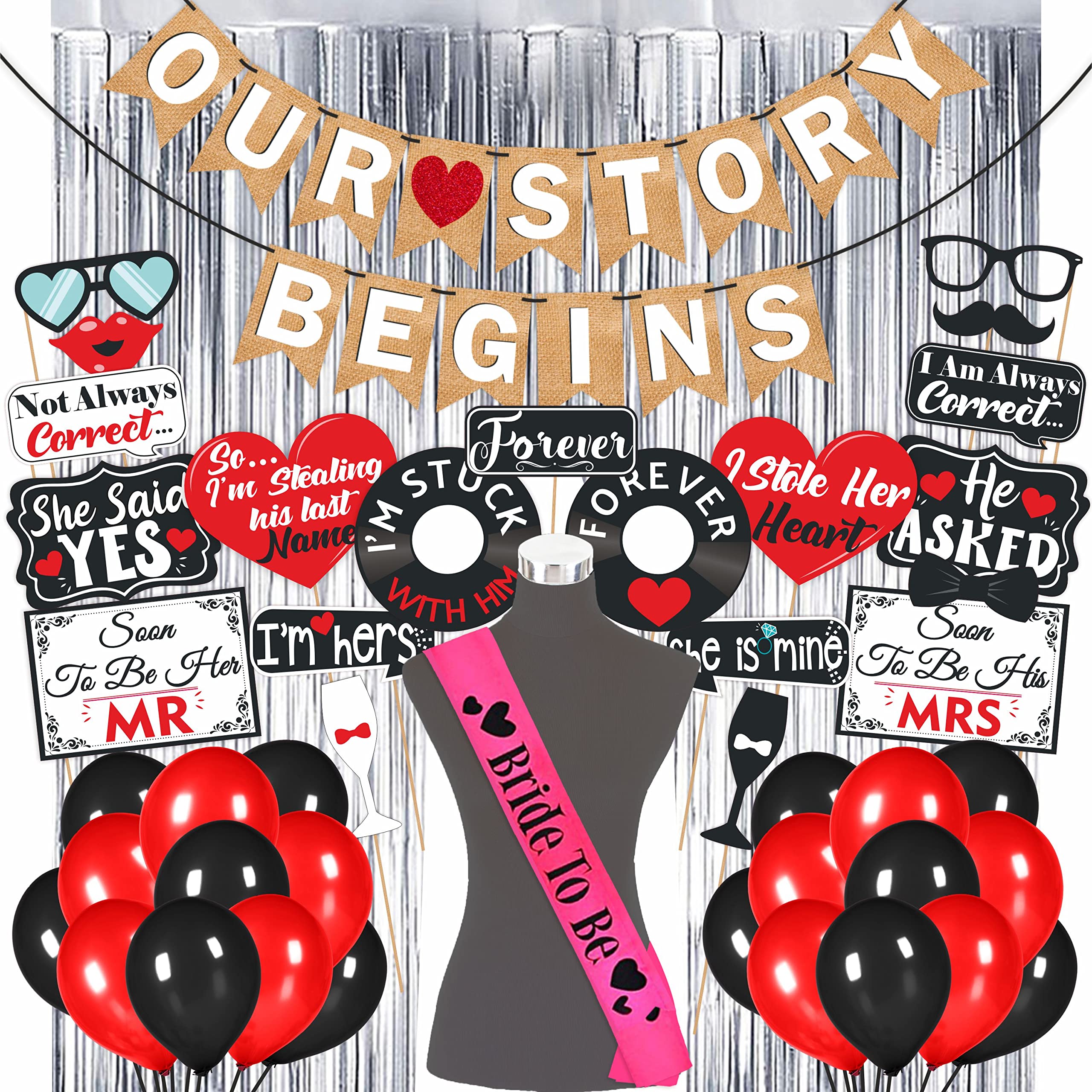 Wobbox Pre Wedding Decoration Items, Pre Wedding Props for Photo Shoot, Pre Wedding Props, Pre Wedding Shoot Props (46 Pcs Combo GI)