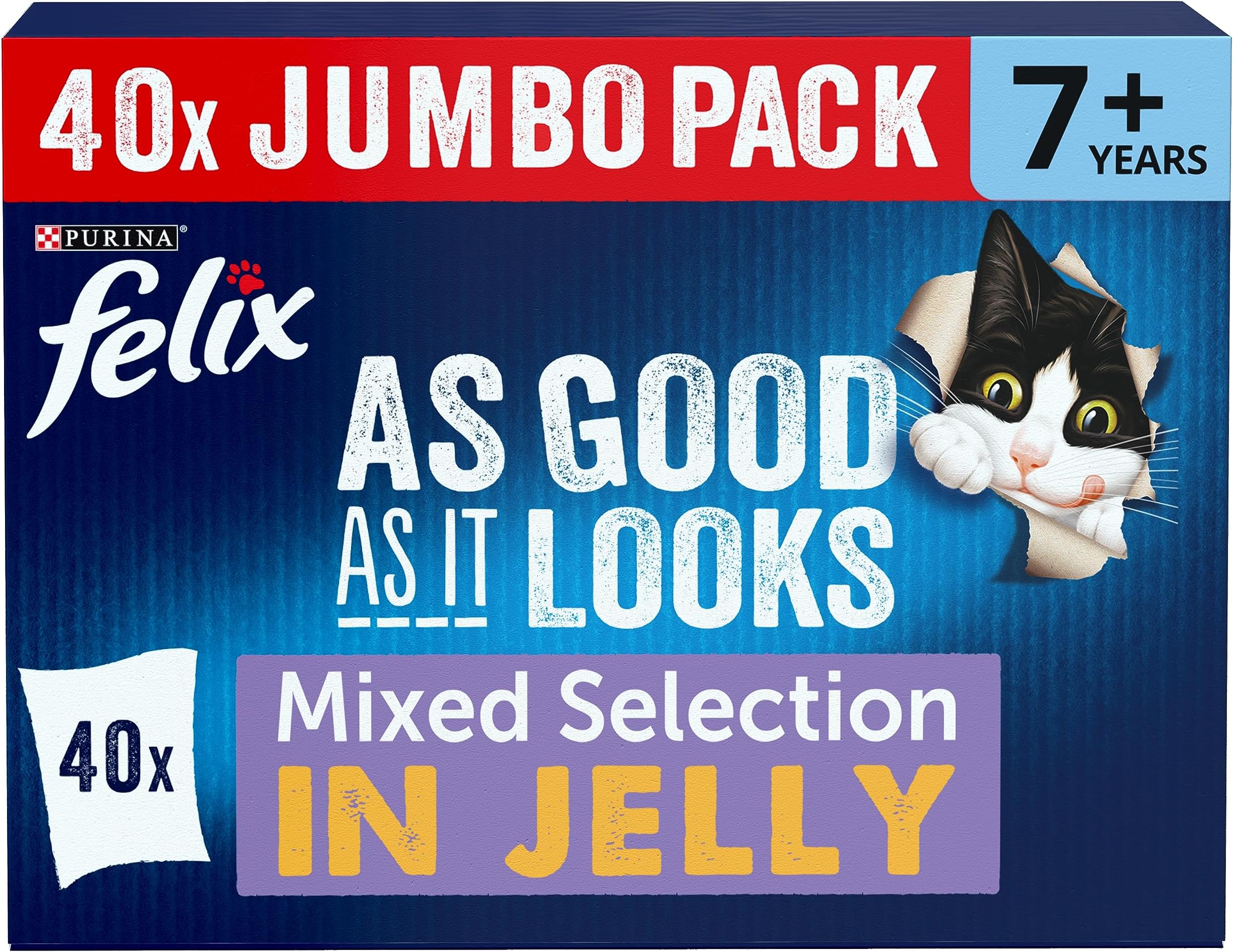 FELIX As Good As it Looks Senior 7+ Mixed in Jelly Wet Cat Food 40x100g