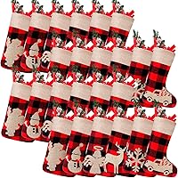 Vista 9 de Skylety - 24 unidades de calcetines de Navidad mini a granel con diseño de búfalo a cuadros, puño de felpa, para colgar como decoración para regalos