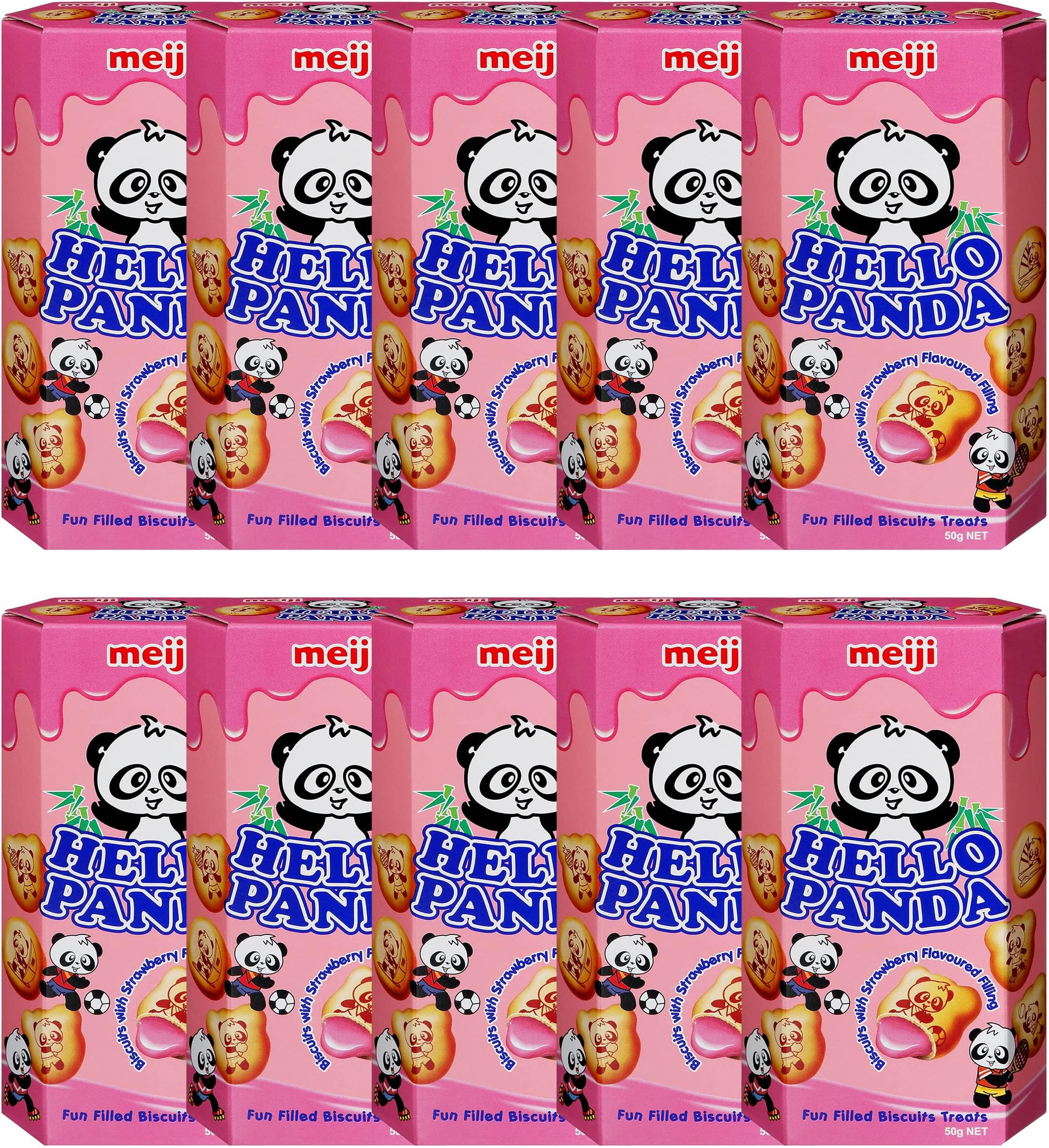 Hello Panda Strawberry Biscuits 57 g (Pack of 10)