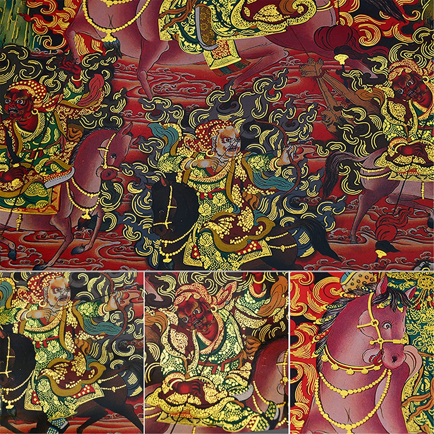Gobelin Thangka, Thangka, buddyjska statua malarstwa Buddy, gobelin Buddy ze zwojem, Tsiu Marpo (kolor: mały (35 cm * 27 cm) fioletowy)
