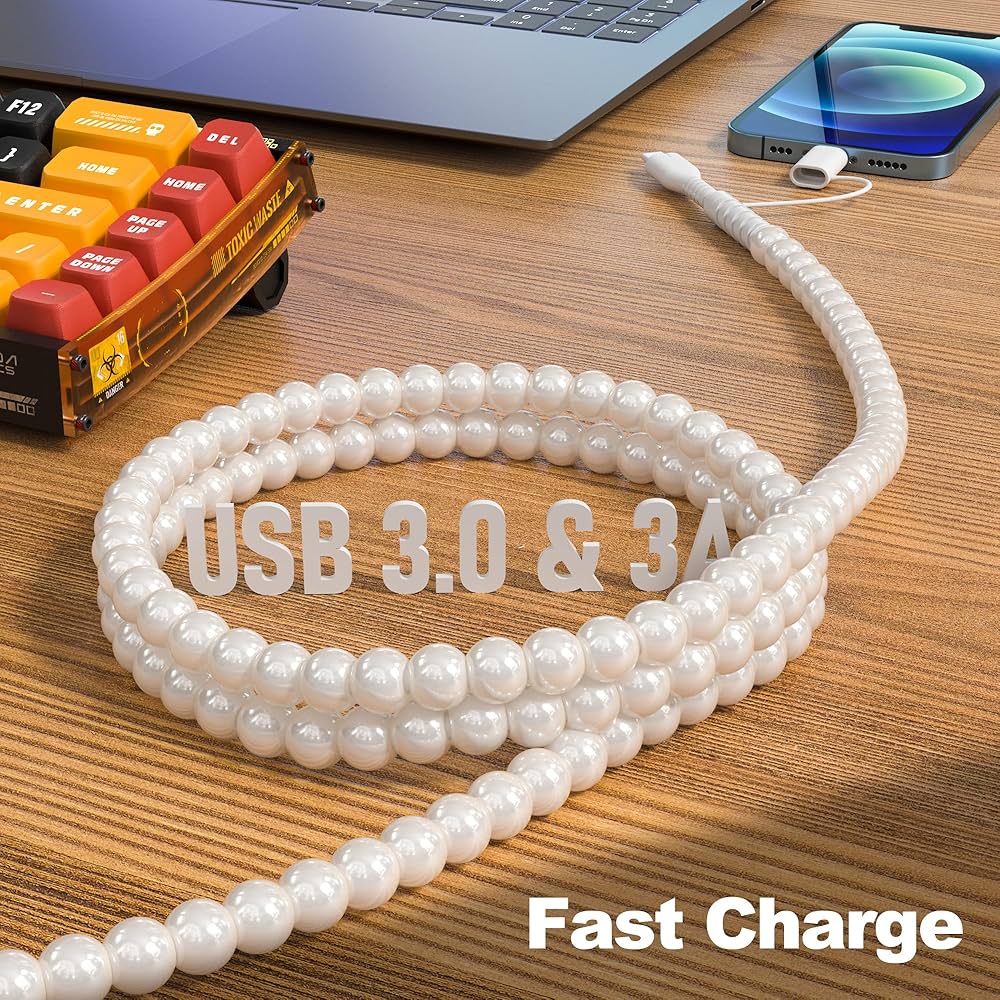 【最安値】Supreme BLESS Beaded Charging Cable Beaded Phone Charger Pearl – Erimish