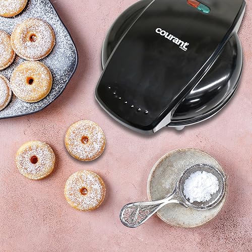Miniatura 7 de Courant Mini máquina para hacer donas para vacaciones, apta para niños, desayuno o aperitivos, postres y más con superficie antiadherente, hace 7