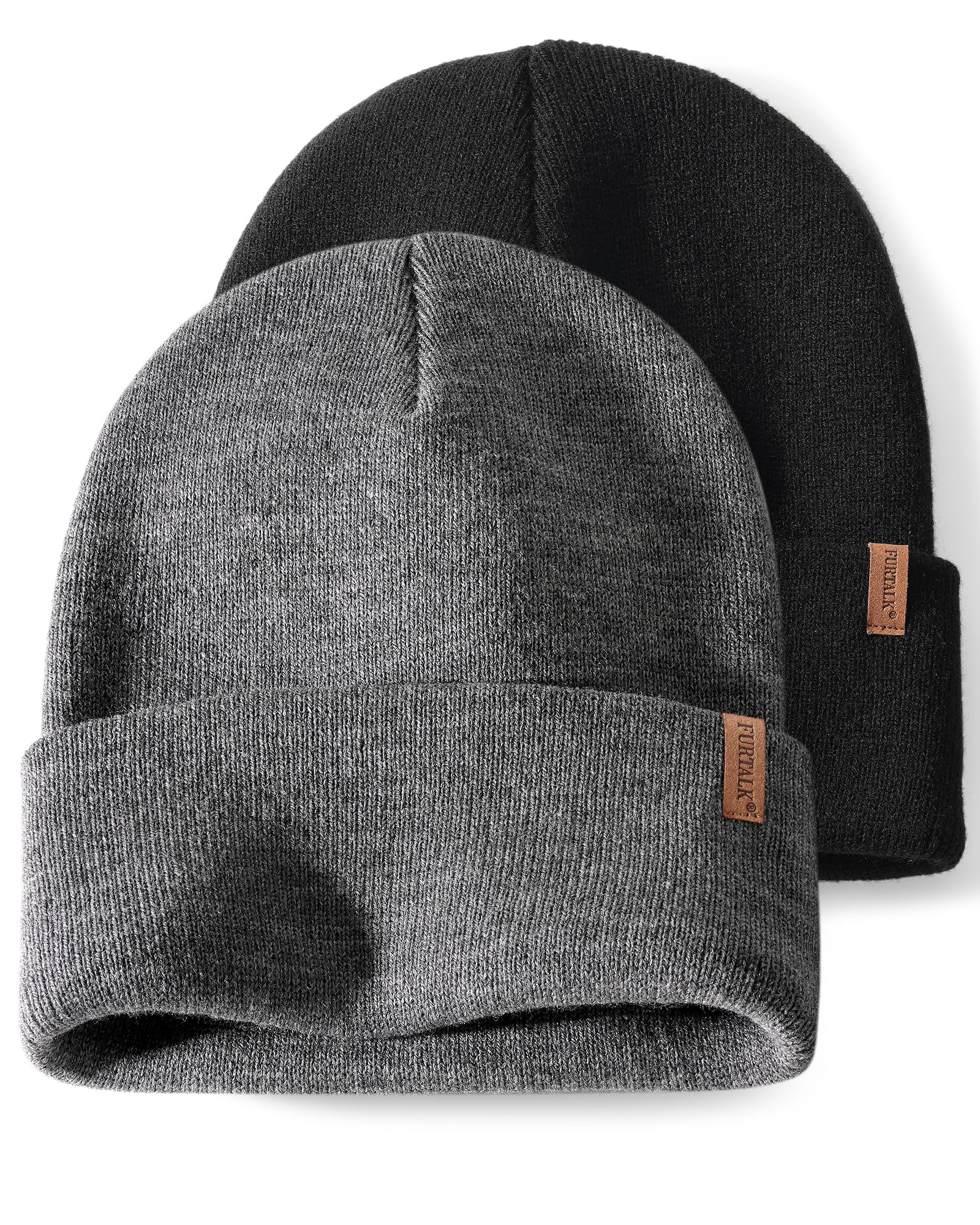 Beanies Hats Men Women Unisex Cuffed Winter Hat Plain Warm Beanies Skull Cap 2 Pack