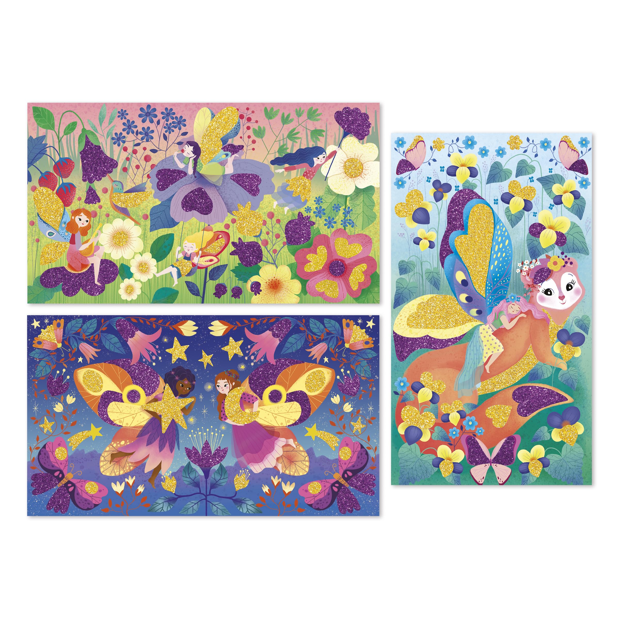 Janod - 3 Glitter Boards With 2 Glitter Tubes - Fairy Theme - Children's Creative Leisure Kit - From 5 Years - J09171 - Image 2