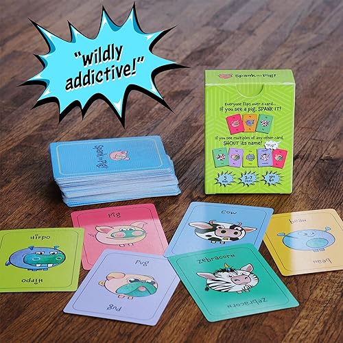 Miniatura 6 de Spank The Pig! - Divertido y divertido juego de cartas familiar para niños, adolescentes y adultos, divertidos juegos de ritmo rápido para 2 a 7