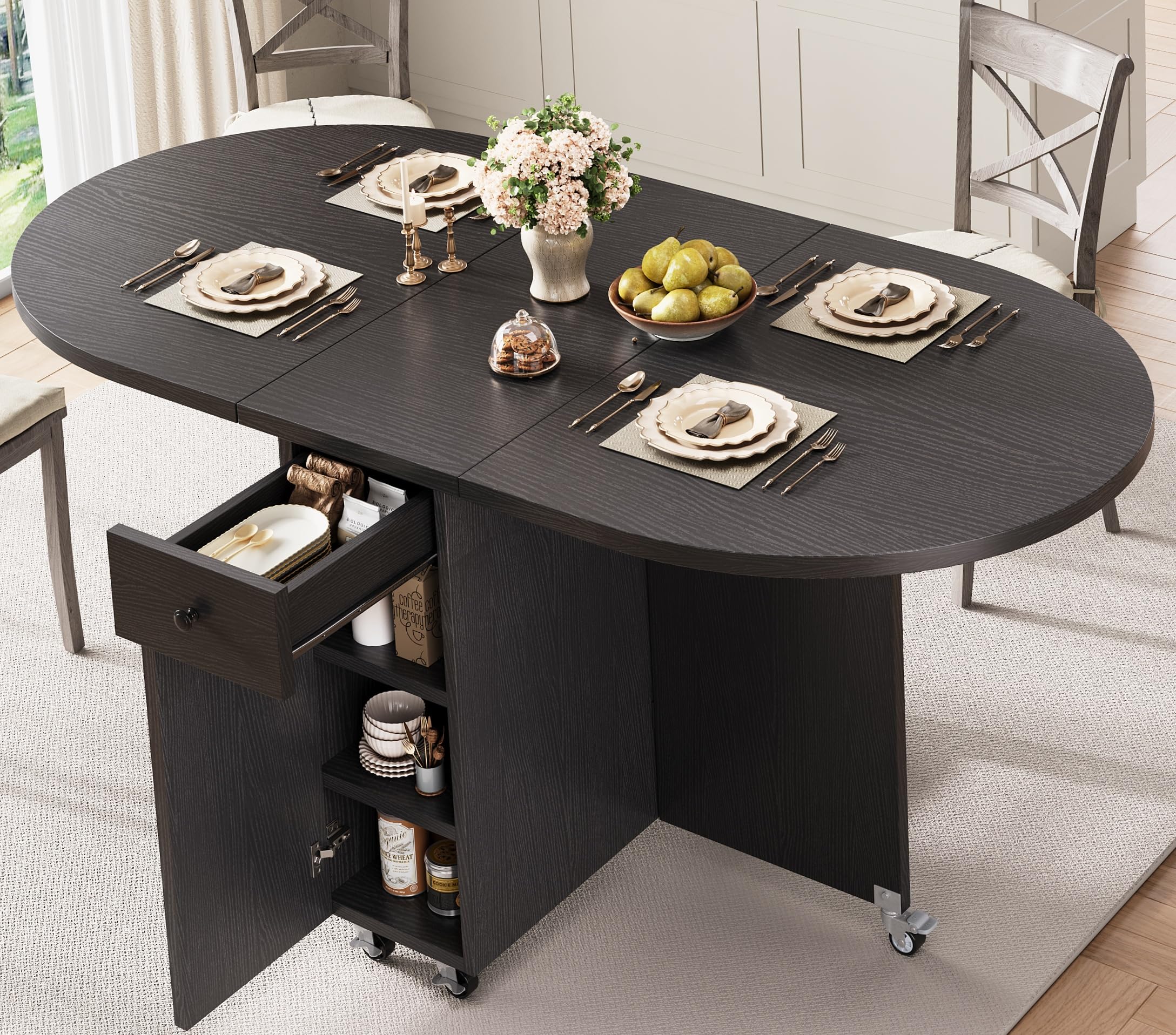 Amazon.com - Jocoevol Round Folding Dining Table for 6, Space