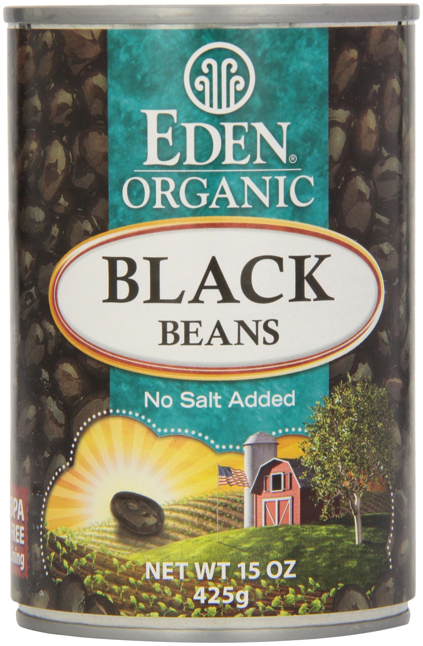 Eden Organic Black Beans, 15 oz Can, No Salt, NonGMO, Gluten Free