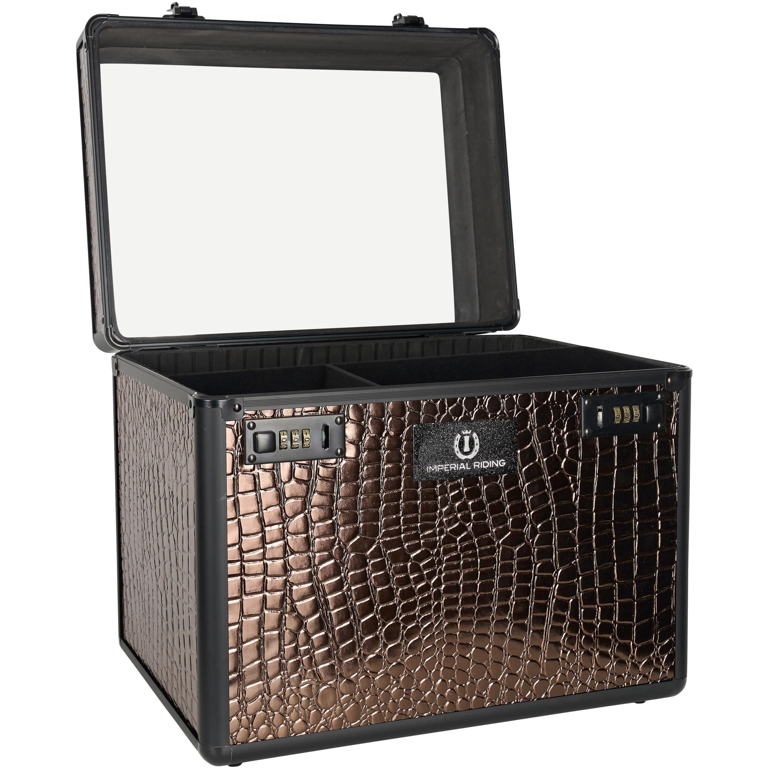 RL24 - Putzbox IRHShiny Imperial Riding – Putzkoffer für Pferde ohne Inhalt – Putzkasten mit Schloss, Teilwänden & Spiegel im Deckel – Putzkiste in vielen Farben – 38 x 28 x 32 cm