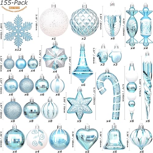Miniatura 10 de Sea Team Juego de 50 adornos de bolas de Navidad inastillables, bolas, bastones de caramelo, campanas, copos de nieve, colgantes, gotas de remate,