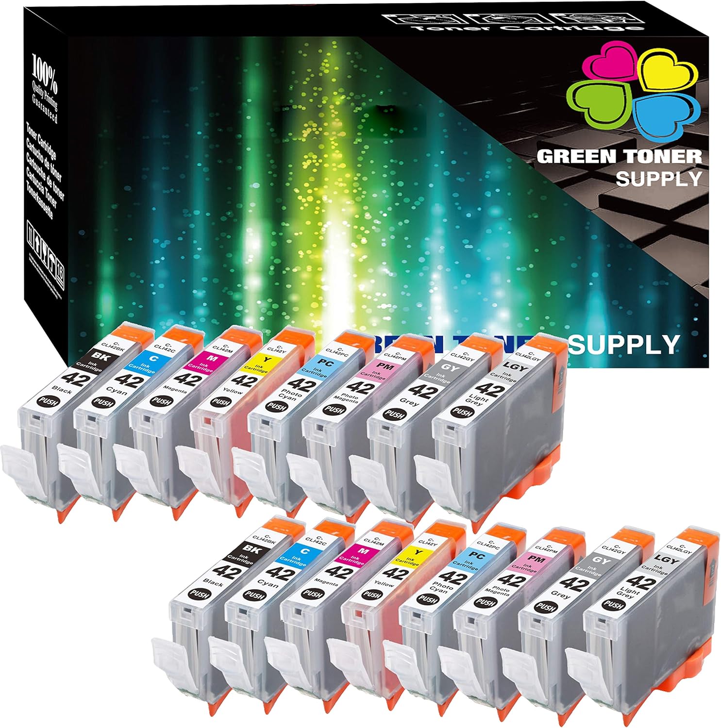 (Pack of 16) (TM) Compatible for CLI 42 CLI-42 CLI42 Inkjet Cartridge (2 x 8color Set) Replacement for Printer PIXMA Pro-100 Pro-100S Pro100 Pro100S Printer