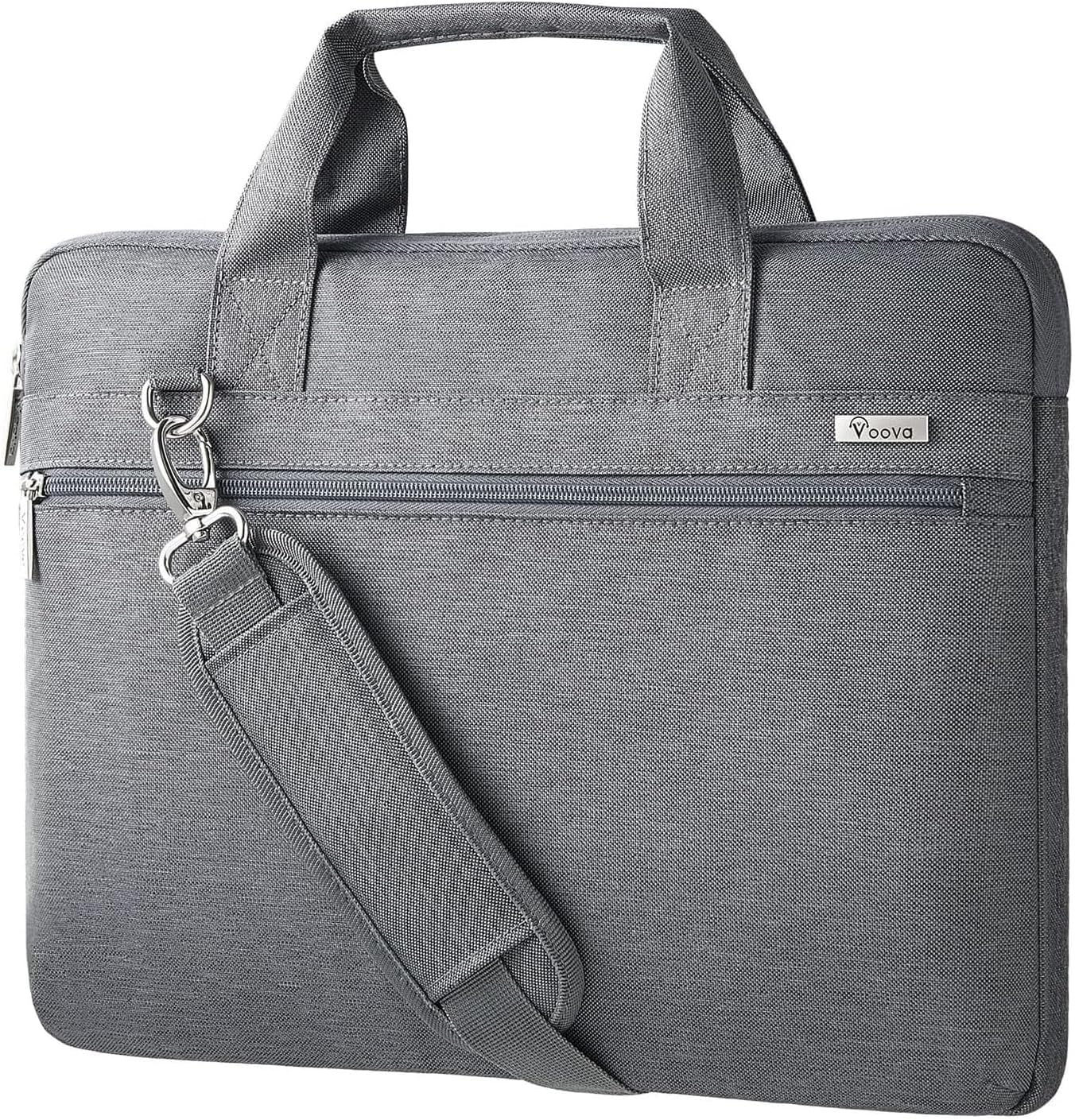 Voova Laptop Bag 13-14 Inch, 360° Protective Laptop Case Sleeve with Shoulder Strap Compatible with Macbook Air 13, MacBook Pro 13/14, Waterproof Computer Bag Slim Briefcase for Men Women, Grey