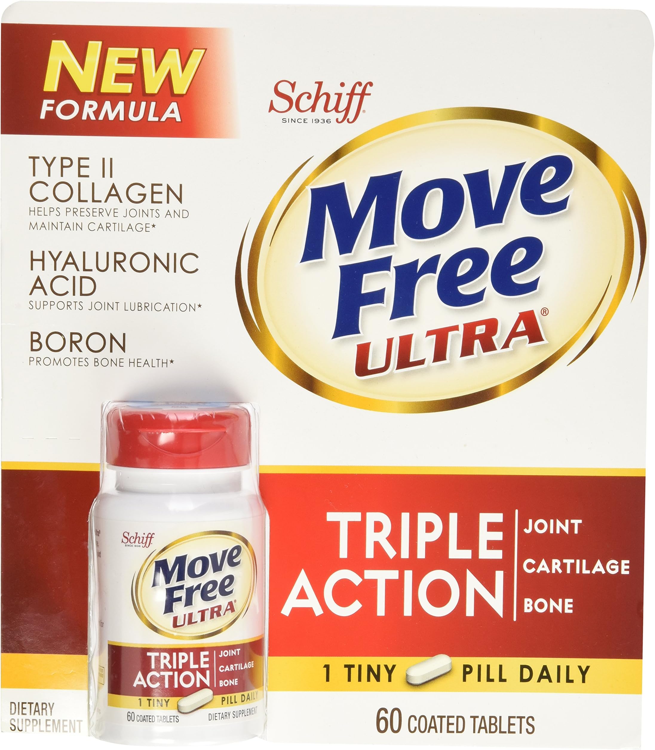 Move Free Ultra Type II Collagen Hyaluronic Acid Boron Tripe Action Tablets (60 ct)