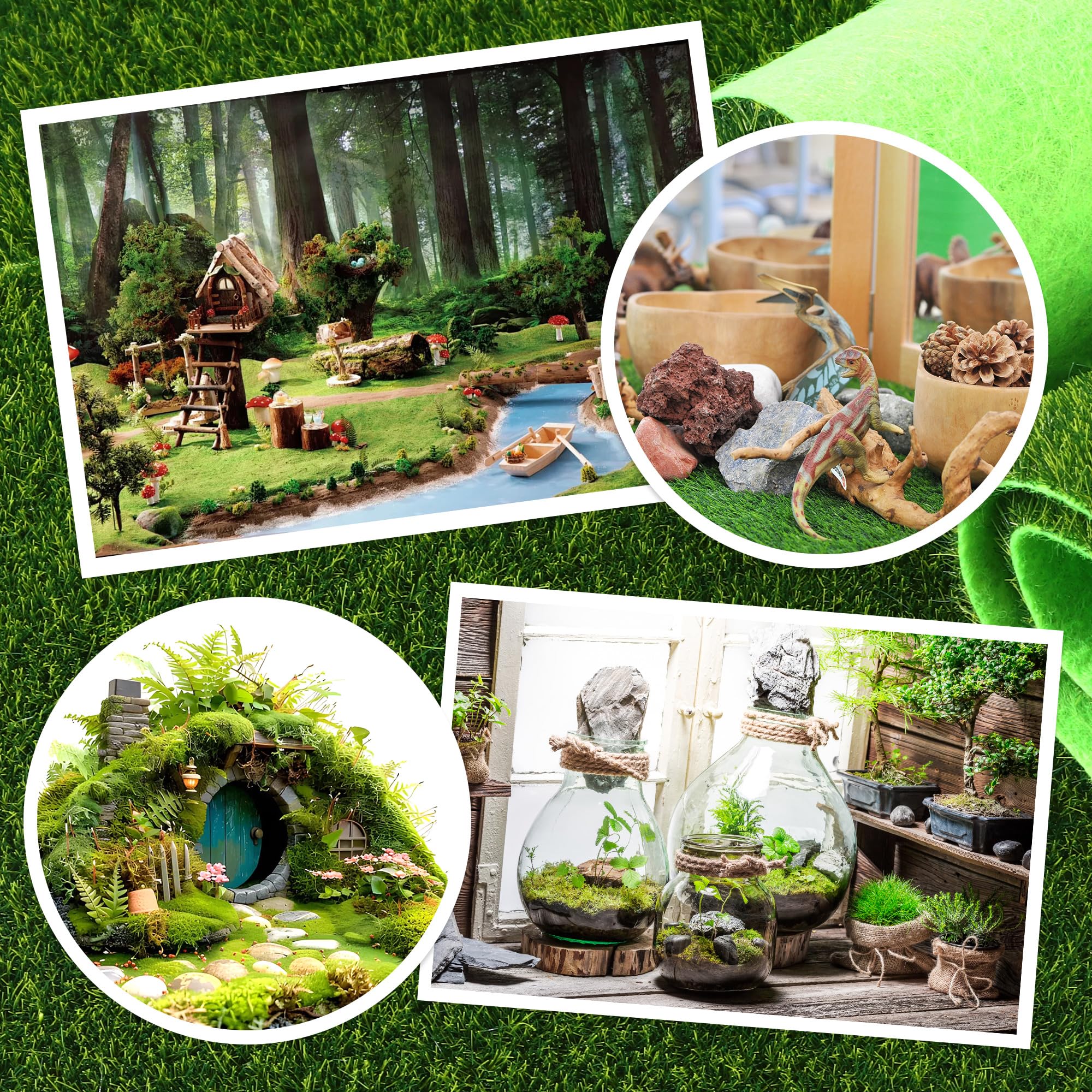 Kunstrasen Teppich 15x15cm - 8 Stück Für Miniaturlandschaften