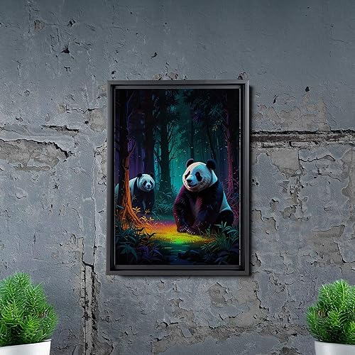 Miniatura 5 de Canvas Print cute pandas in the jungle Watercolor art framed canvas print framed wall art synthwave animal art Decor Canvas, Arts
