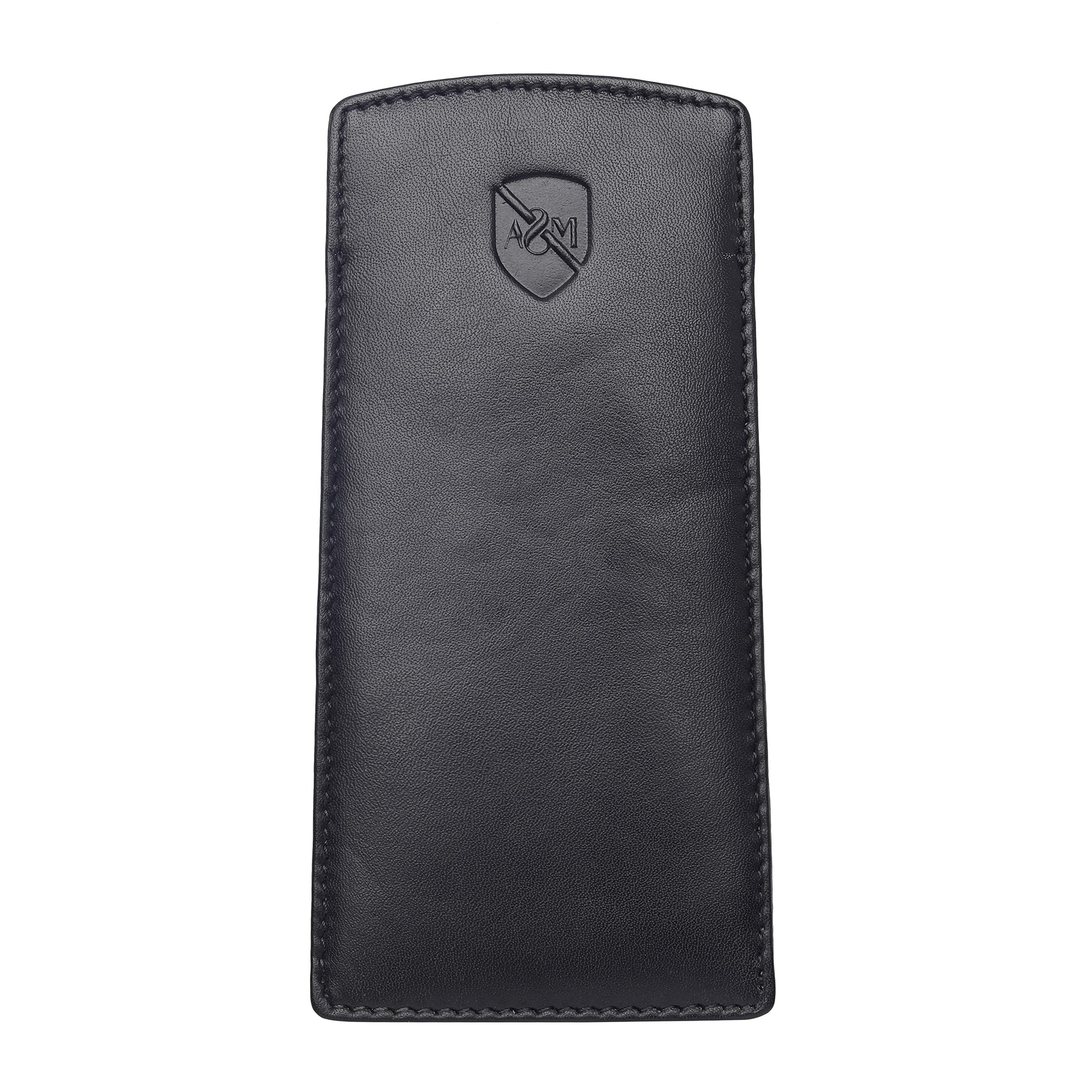 ALLEN & MATE 100% Leather Slim Glasses Case for Reading and Computer Glasses for Men/Women with Optional Inbuilt Card Holder