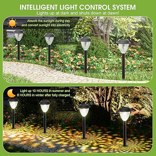 Miniatura 6 de GOODFOEVER Luces solares para caminos al aire libre, paquete de 16 luces solares de jardín alimentadas por energía solar impermeables, luz solar de