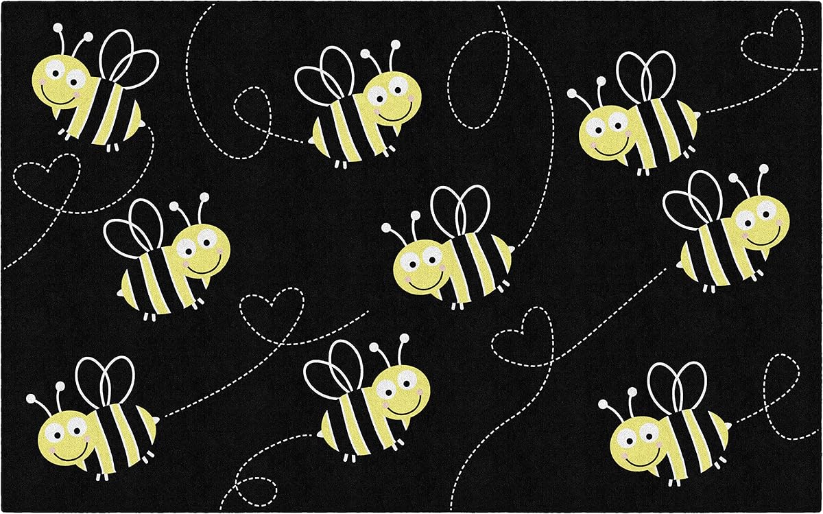 Flagship Carpets Bees Classroom Area Rug for Indoor Classroom Learning or Kid Bedroom Educational Play Mat, 5'x7'6"
