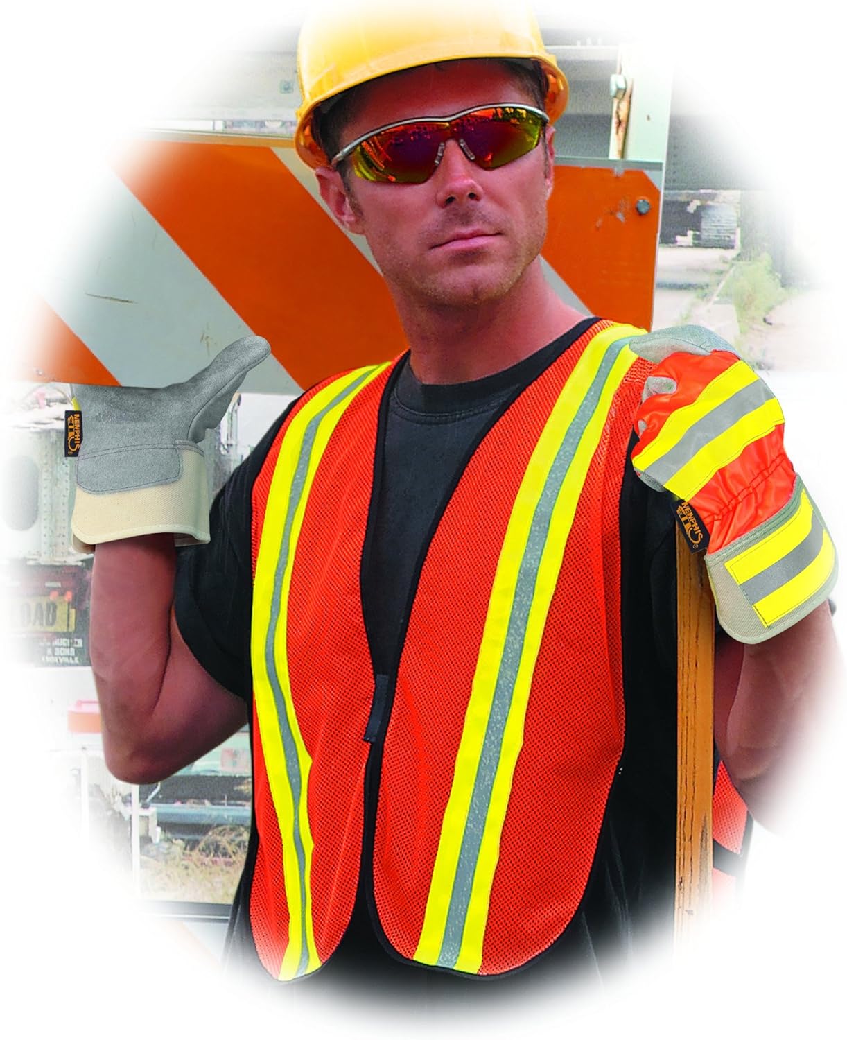 MCR Safety V201R Polyester Mesh General Purpose Safety Vest with 2-Inch Lime/Silver Reflective Stripe, Fluorescent Orange - - 