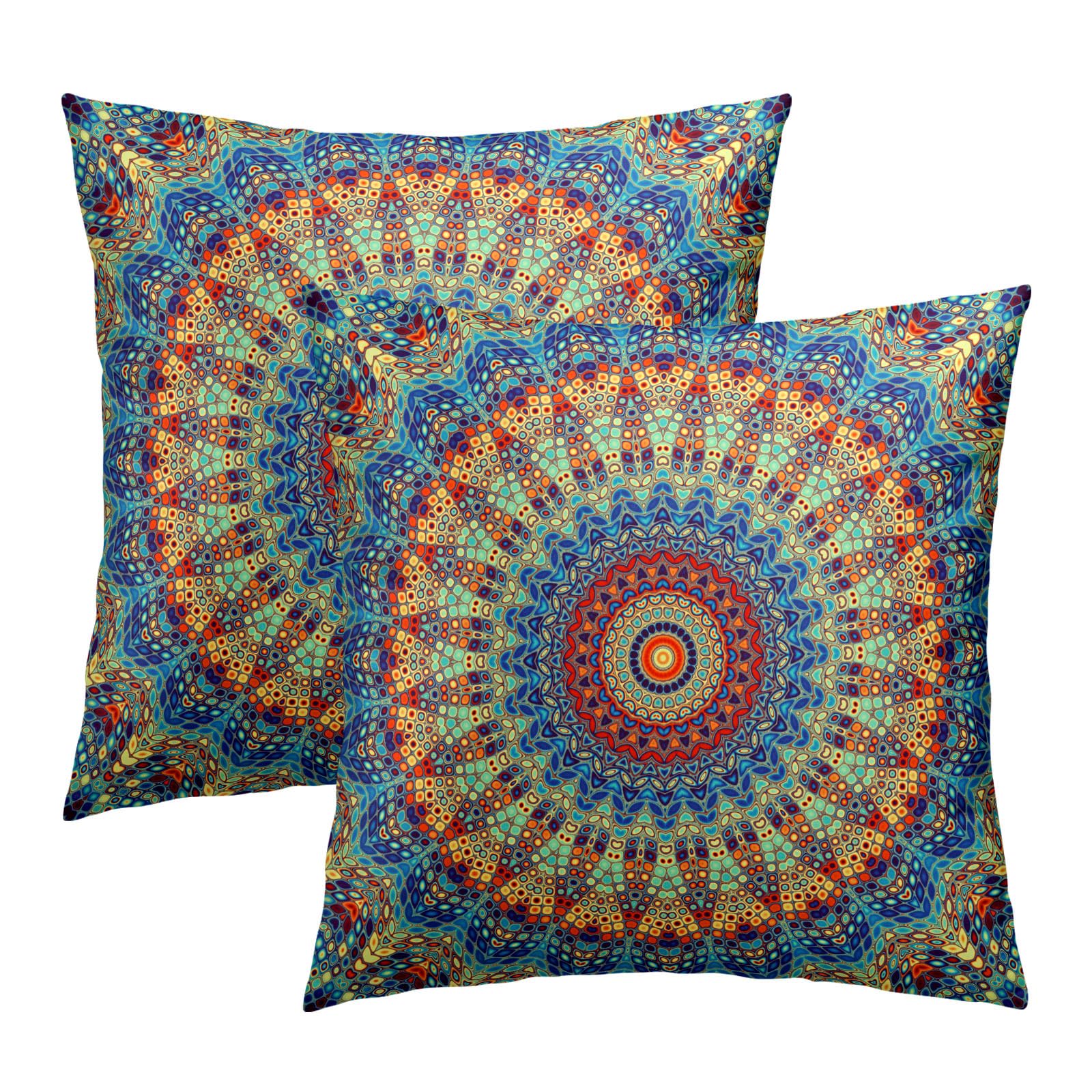 Sweetshow Bohemian Mandala Floral Throw Pillow Covers 12x12 Set of 2