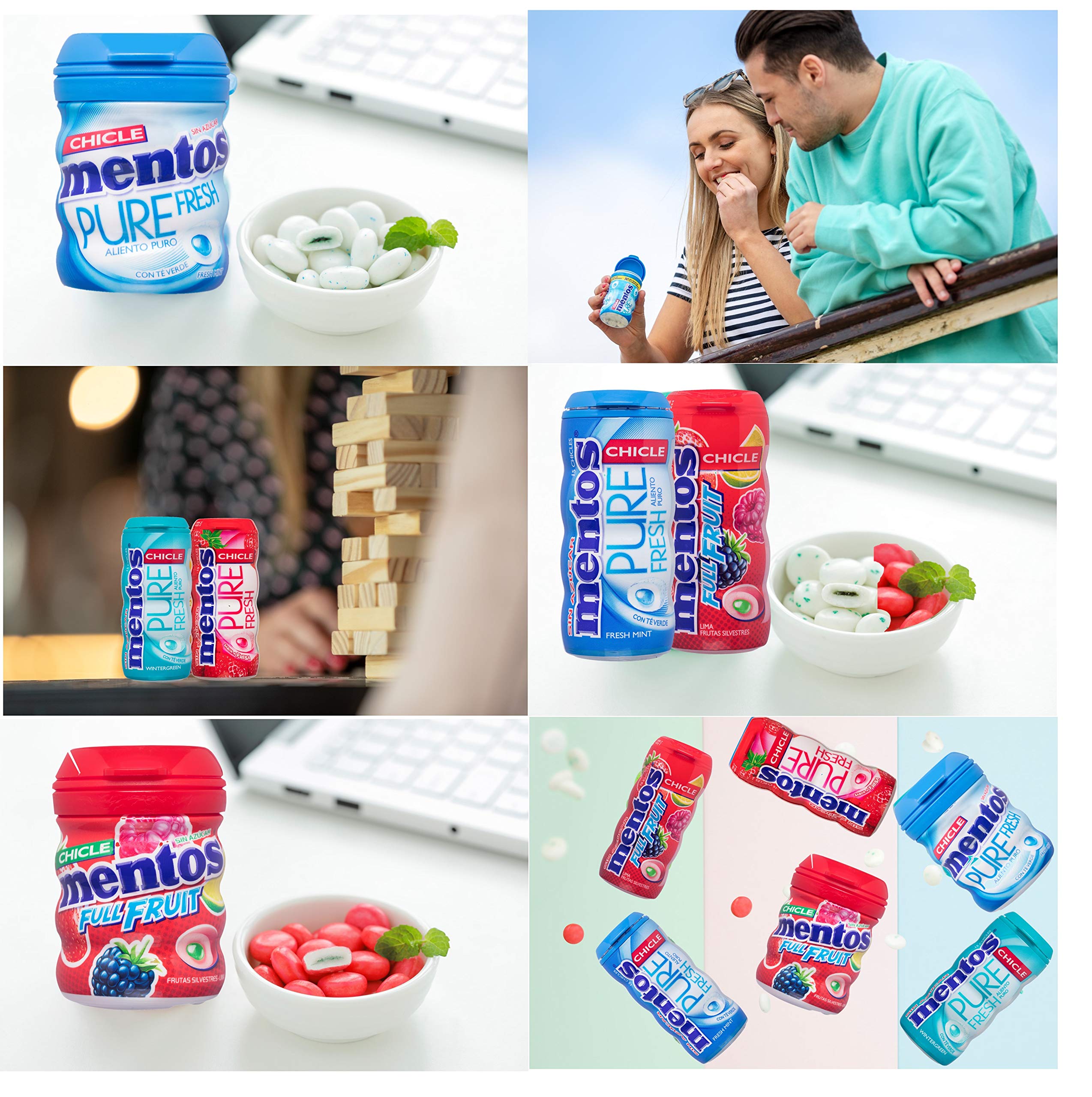 Mentos Chicle Menta Verde Sin Azúcar Sabor Wintergreen 30g Paquete de 10