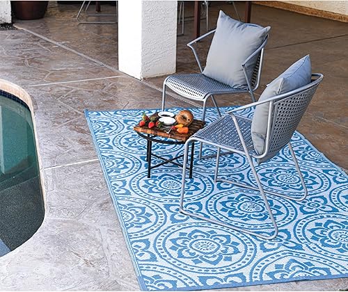 Miniatura 2 de Stylish Camping 255083 - Tapete reversible de 5 pies por 8 pies, tapete de paja de plástico, tapete grande para exteriores, caravana, patio, patio,