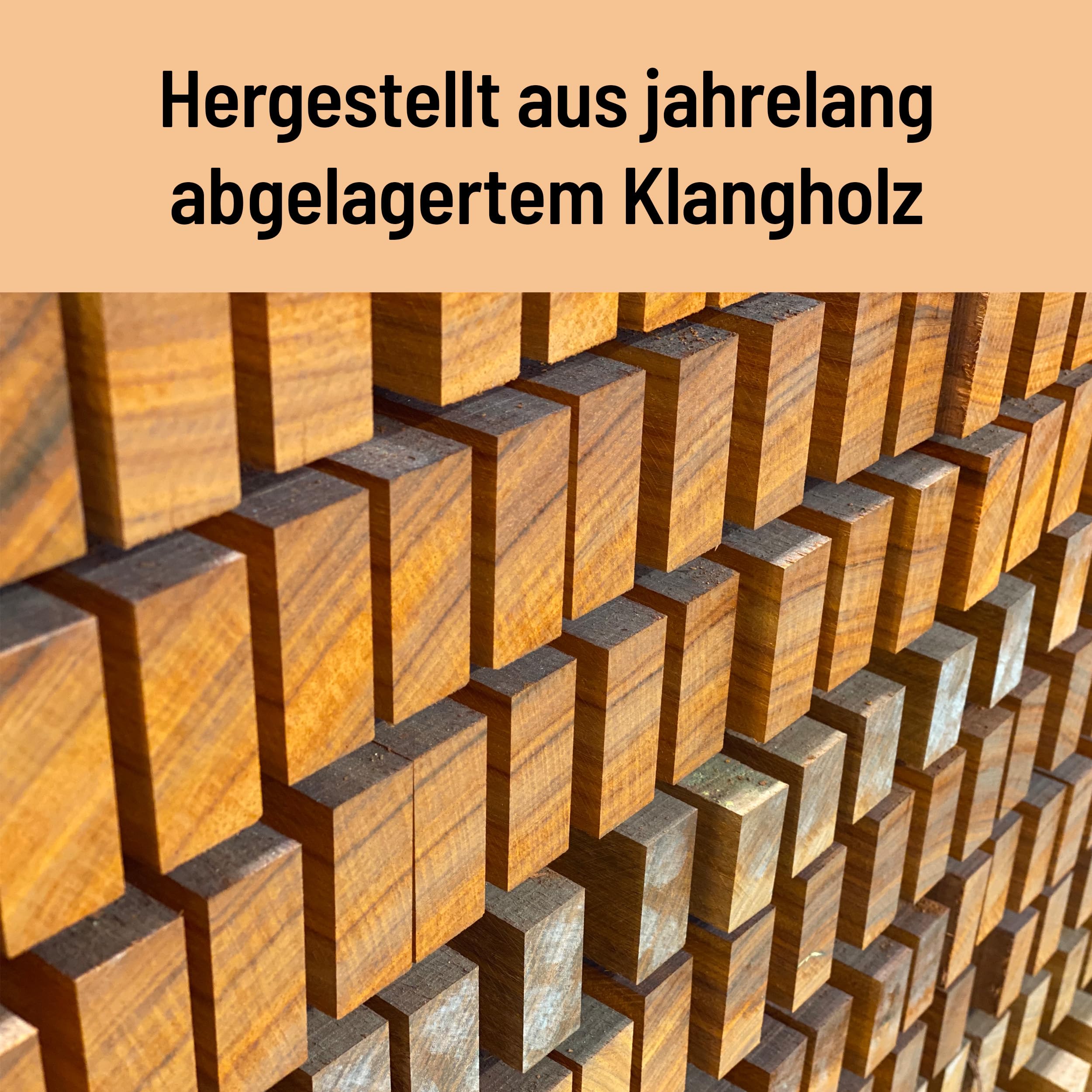 Schlagwerk 45063 Schlitztrommel (Log Drum) - 6 Töne, F-Pentatonik - Hochwertiges Percussion-Musikinstrument aus Kirsche & Erle für Musiktherapie, Klangschalen-Entspannung & Früherziehung