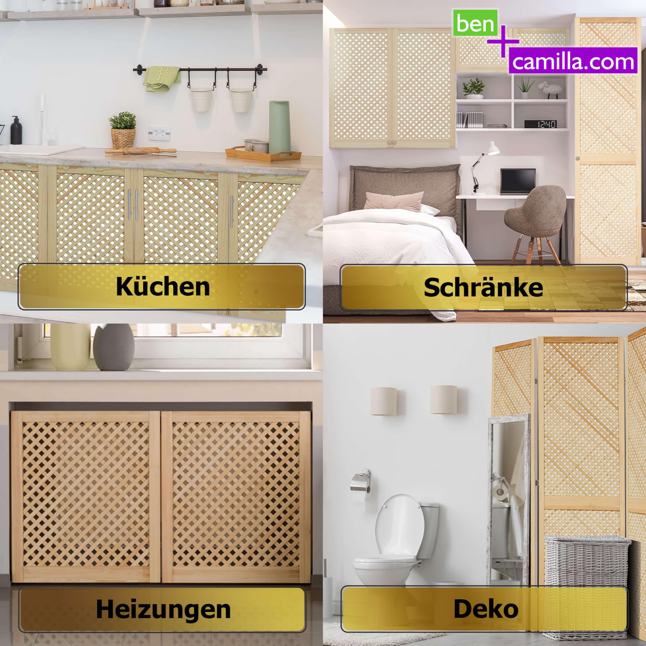 Gittertür 201,3 x 59,4 cm | Hochwertige Kiefer Massivholztüren - unbehandelt für Schrank- & Möbelbau oder Heizungsverkleidung