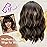 Nnzes Short Wavy Bob Wig with Bangs for Women Shoulder Length Curly Brown with Blonde Highlights Synthetic Heat-Resistant Fiber Hair for Daily & Party Use