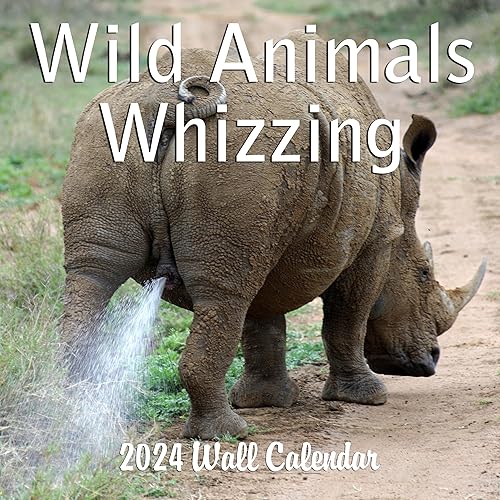 Calendario mensual de pared 2024 de animales salvajes Whizzing, animales salvajes, regalo de broma hilarante, regalo de elefante blanco, regalo de