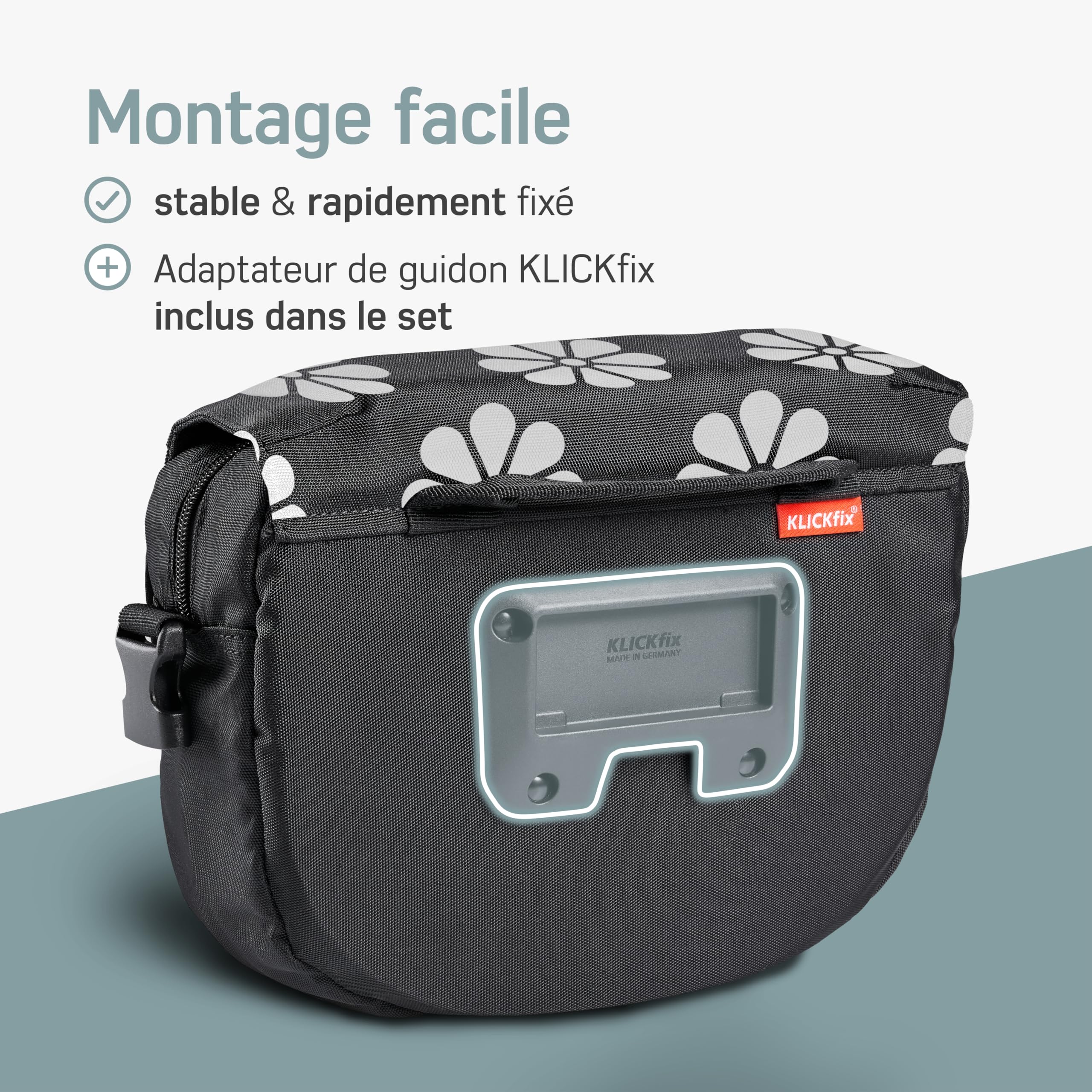 Borgen KLICKfix Sacoche de guidon de vélo - Imperméable et spacieuse - 5 l - Sacoche de guidon de vélo