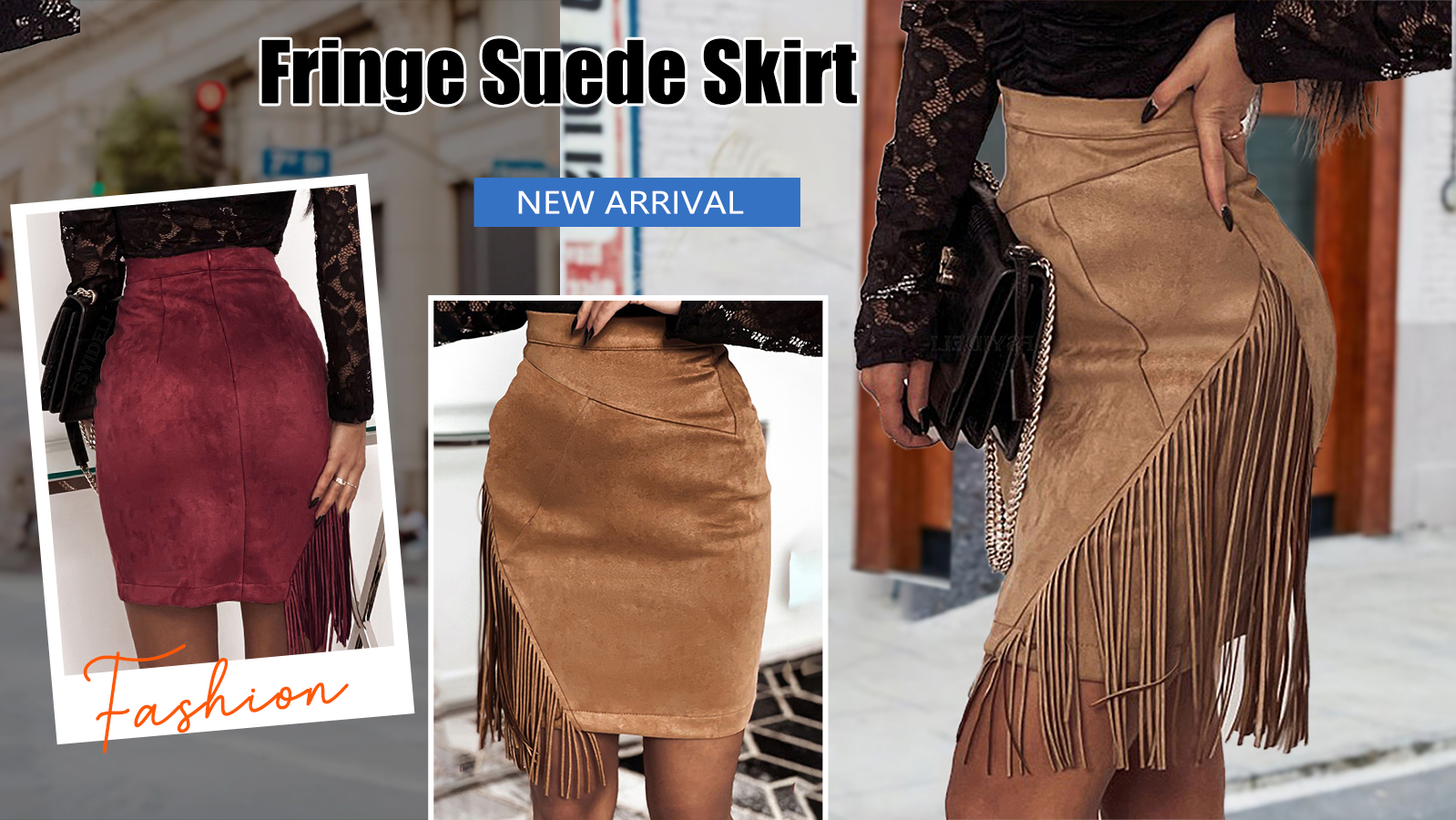 Amazon.com: Kinghua Women's Suede Fringe Skirt High Waisted