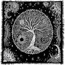 Indian Consigners Tree of Life Altar Cloth Tapestry Tablecloth Celtic Trees Ritual Spiritual Cloth for Sacred Places, Cotton Square Tarot Table Cover 18 by 18 Sacred