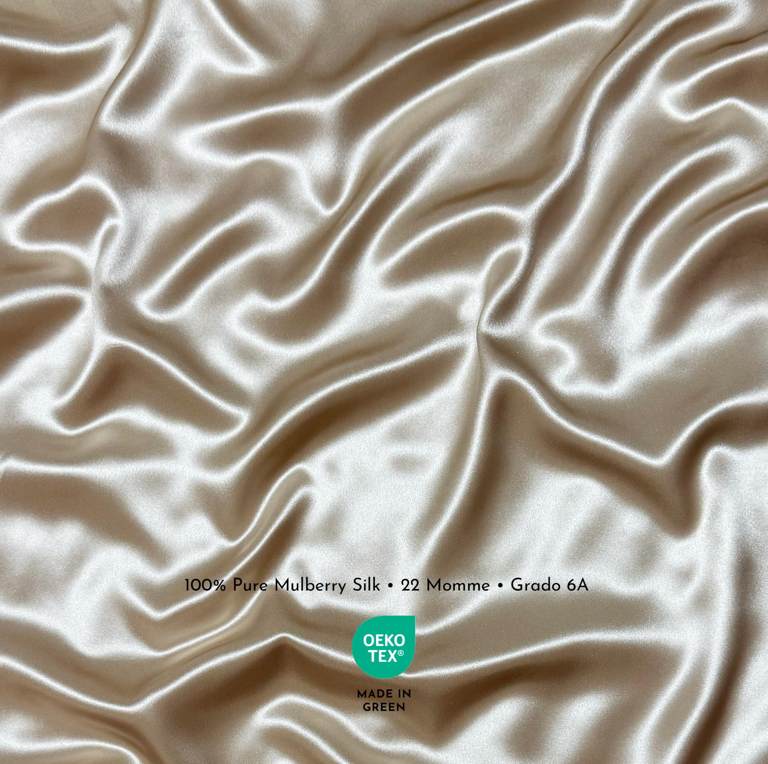 Jedwabna poszewka na poduszkę 100% 50 x 75 cm - 22 Momme błyszczący jedwab morwowy, klasa 6A, certyfikat Oeko-Tex® - skóra nawilżona i niemarszcząca się (Szampański)