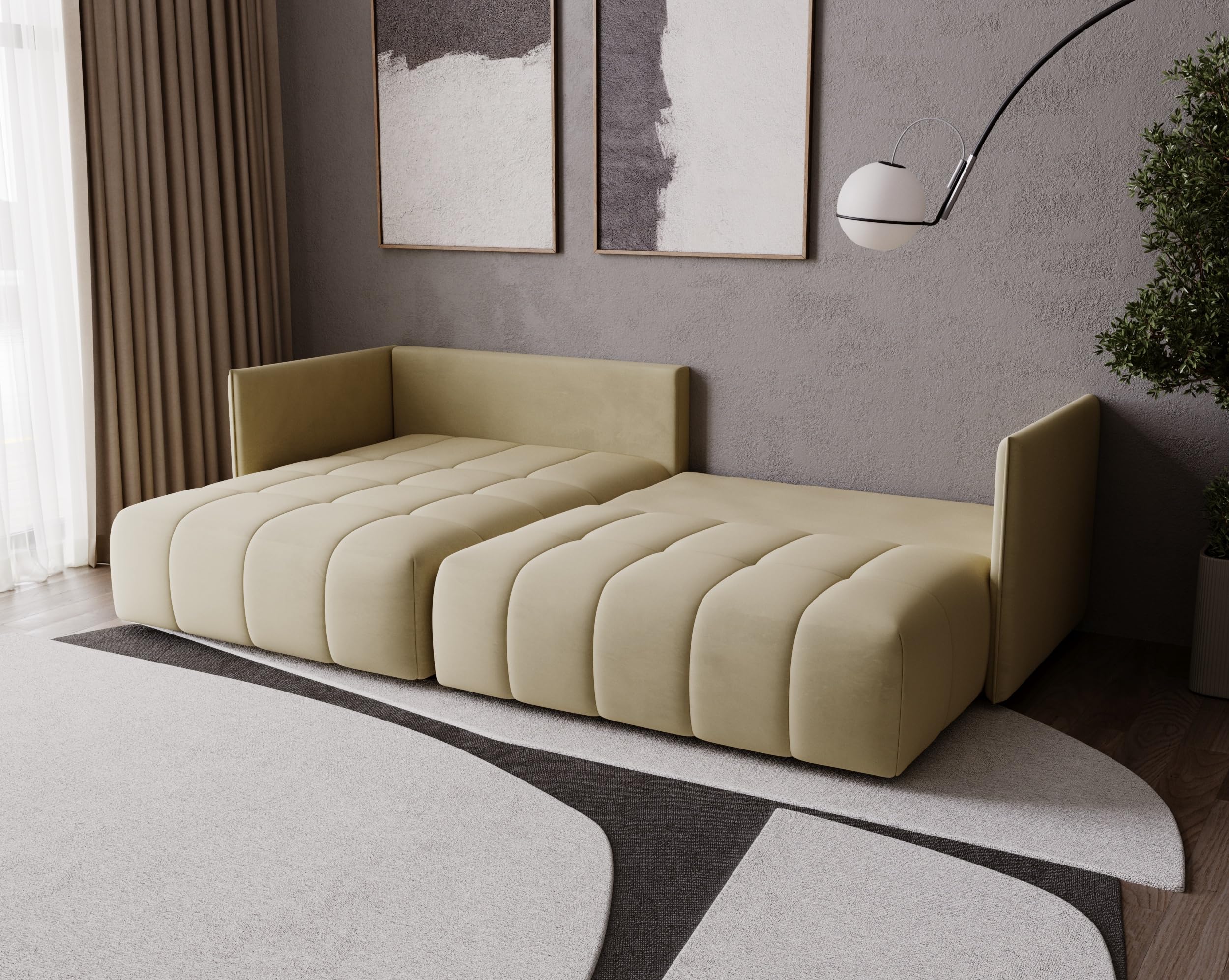 Narożnik GONA z funkcją spania 245 x 180 cm – Elegancki, trwały i wolnostojący – Automat ułatwiający rozkładanie – 246 x 188 x 93 cm – Monolith 37 (butelkowa zieleń)