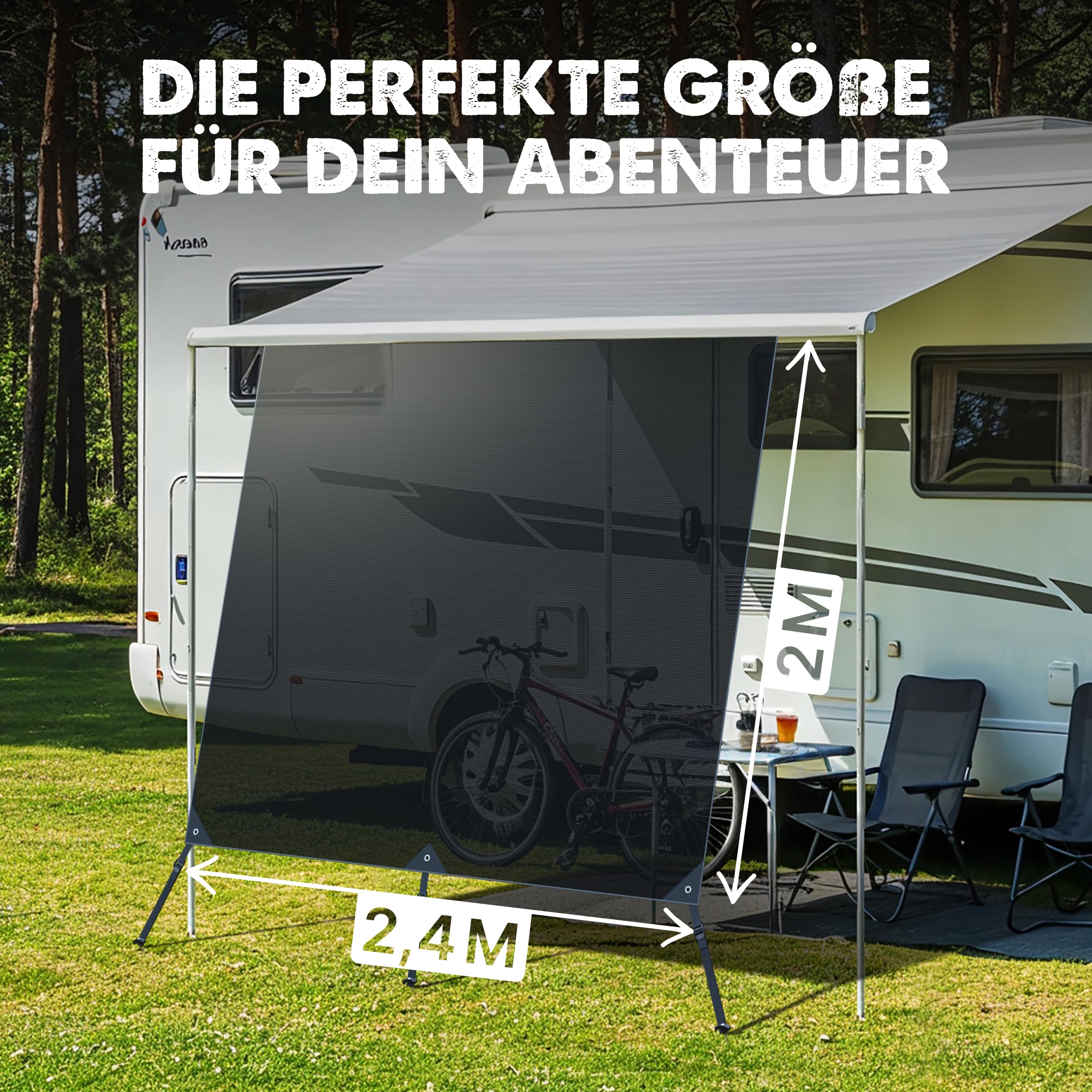 Sonnensegel 2,4 x 2,0 m mit Keder für Thule Omnistor Markise Wohnmobil