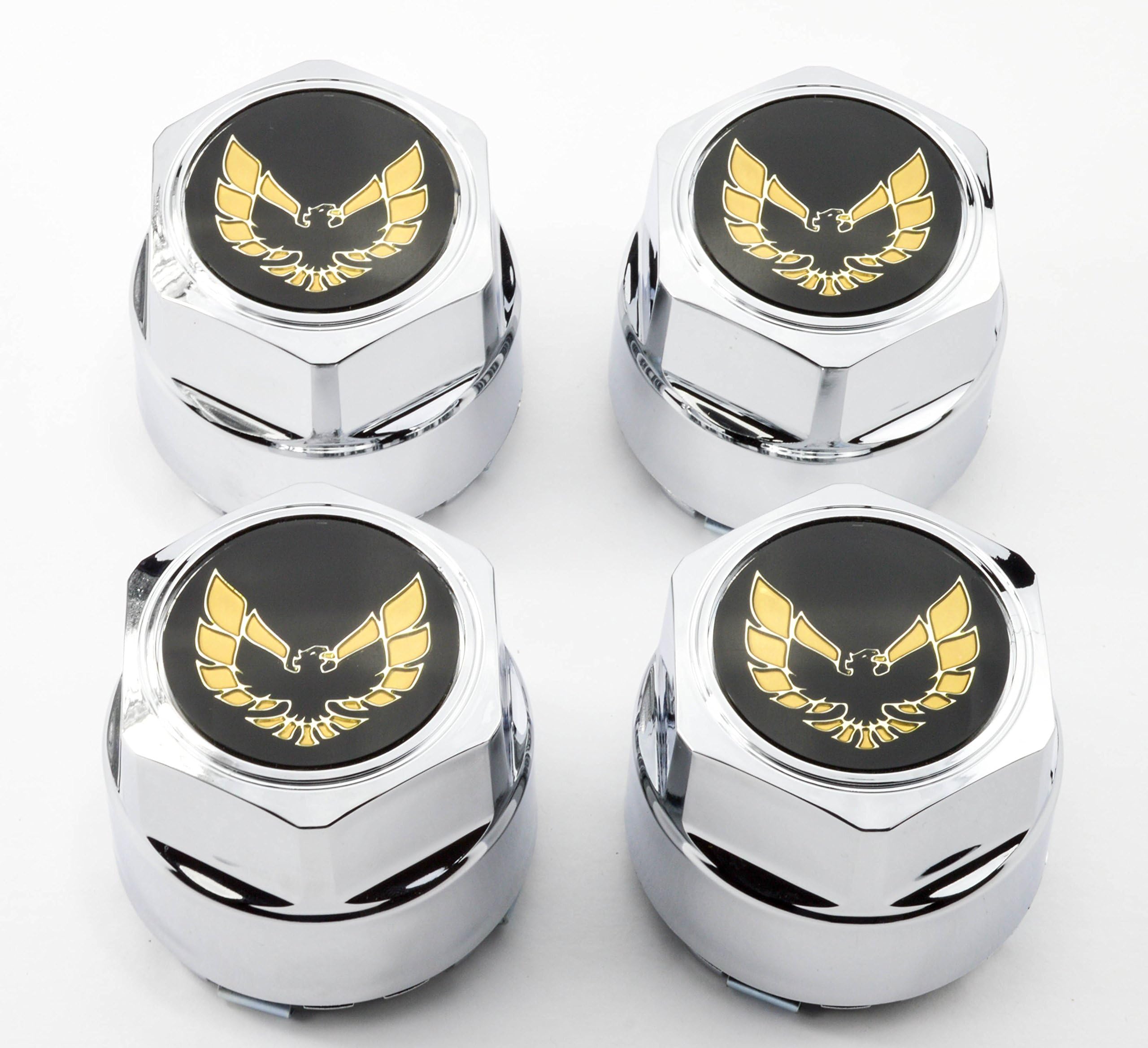 Set of 4 New 77-81 Pontiac Firebird Trans Am TA Snowflake Turbo Wheel Chrome Center Caps Gold Bird