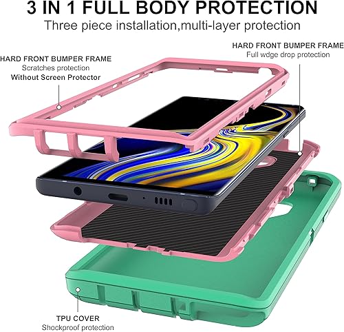 Miniatura 3 de Funda para Samsung Galaxy Note 9 con protector de pantalla de TPU flexible autorreparable 2 unidades, 3 en 1, cuerpo completo, a prueba de golpes,