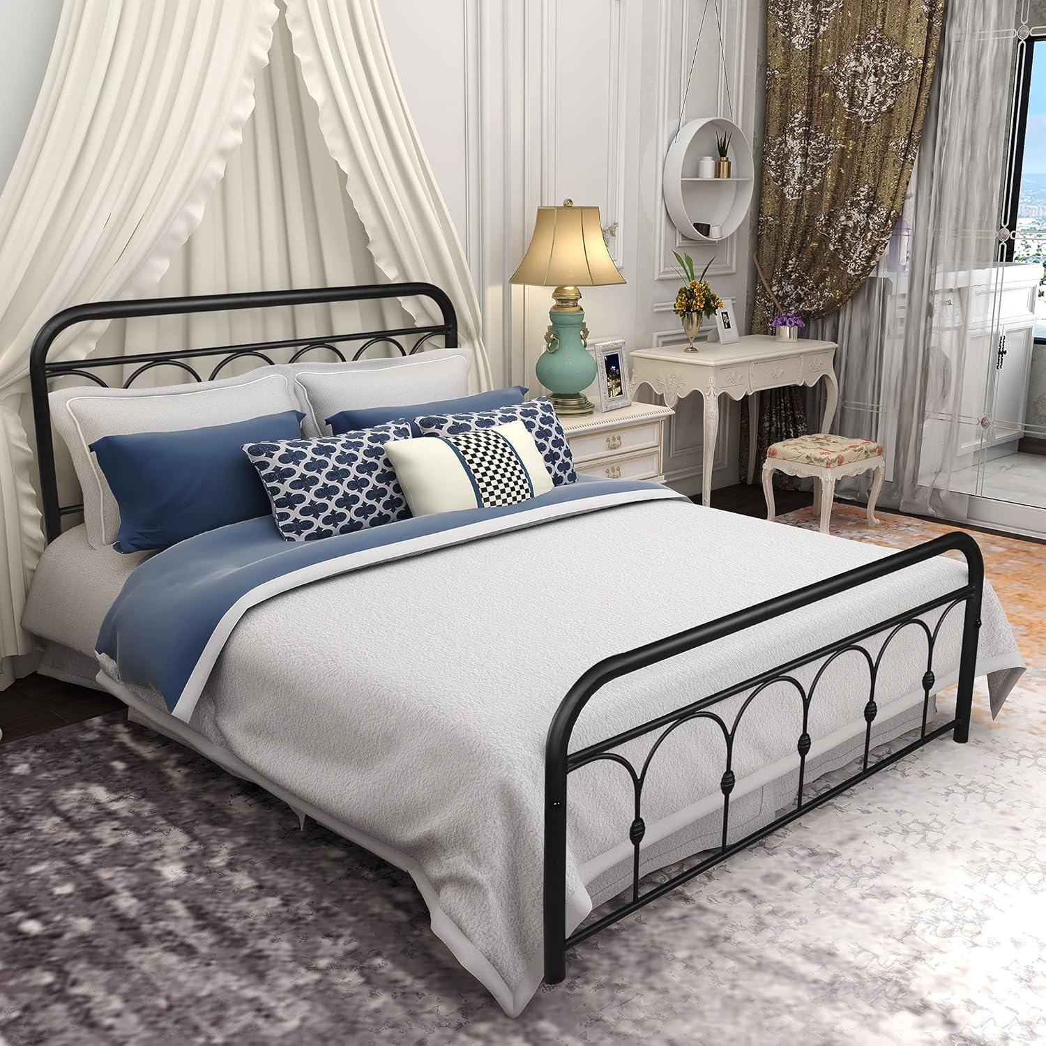 DUMEE Full Size Bed Frame with Headboard and Footboard