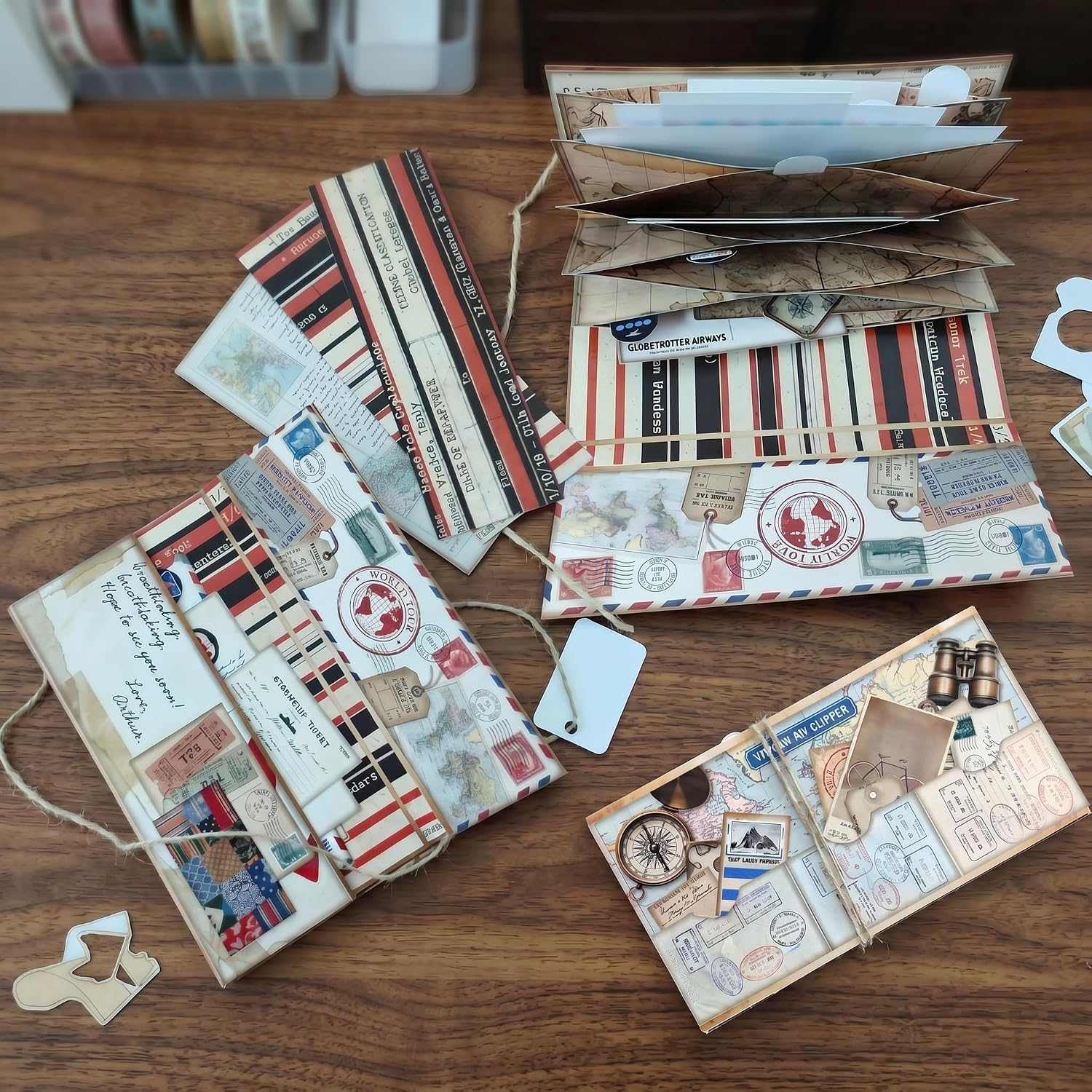 Accordion Folio Mini Project,Folio Booklet Craft Kit, Junk Journal Kit, Scrapbooking Supplies, Journaling Decor, Mini Folio Writer Folder Project, Arts & Crafts Gifts, Handmade Decor Accessories