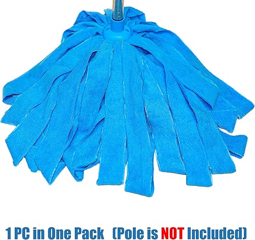 Miniatura 2 de Repuesto de trapeador de tela de microfibra azul compatible con poste de roscado estándar de 34 pulgadas (1)