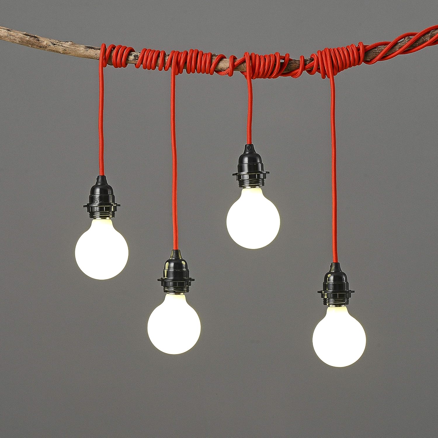 BRIGHTTIA Red Plug-in Swag Pendant Light Fixture - Lamp Shade Ready Hanging E26 Threaded Socket with 15 Feet Cord Set and in-Line Switch - Industrial Vintage DIY Lighting (BP0021-1RP)