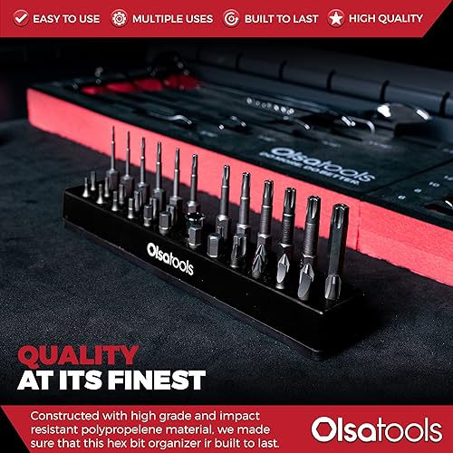 Miniatura 9 de Olsa Tools Organizador de brocas hexagonales con base magnética, soporte verde para taladro, manipulación y brocas especiales, solución de