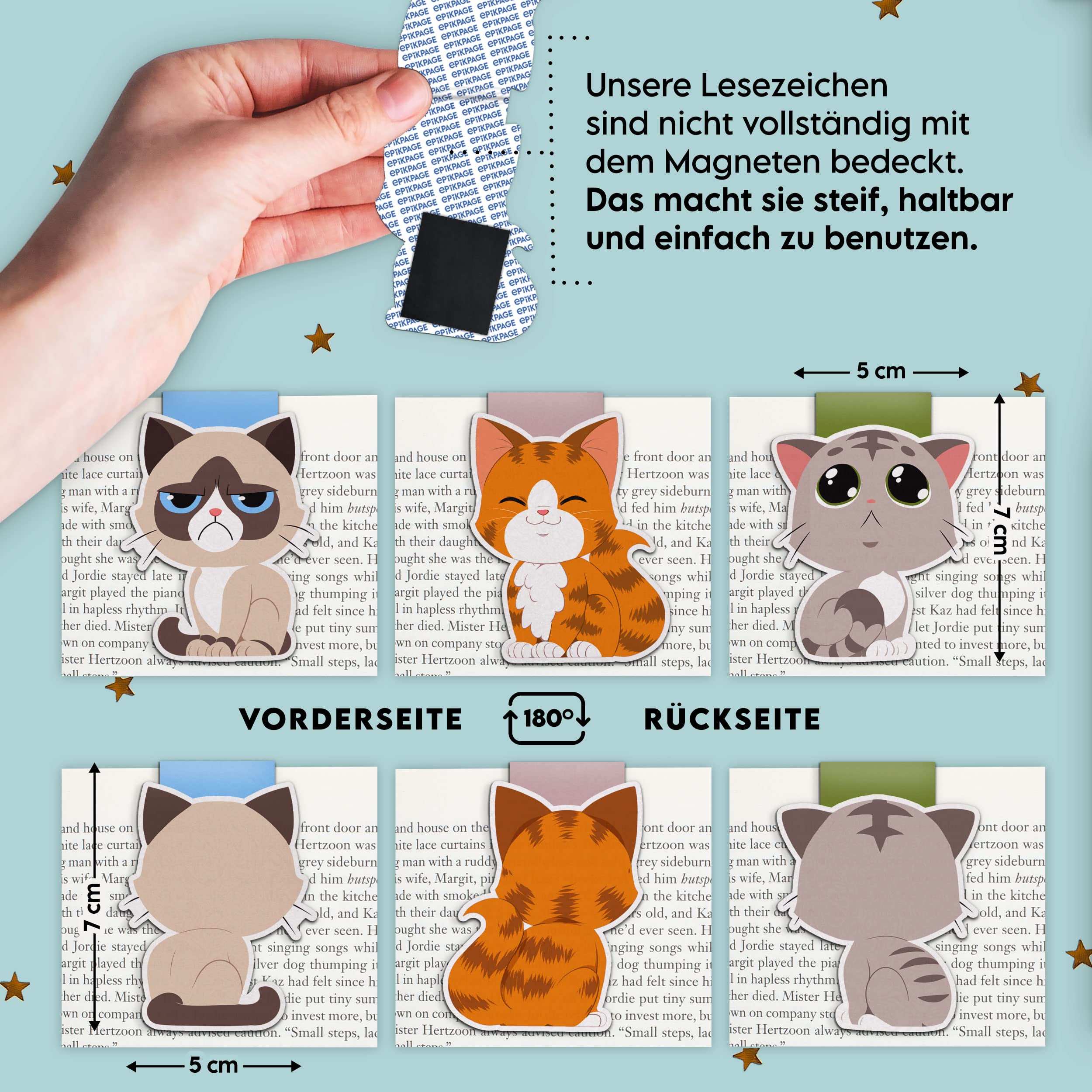 Magnetische Lesezeichen Katze - 3er Set Mit Süßen Motiven Für Buchliebhaber