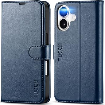 TUCCH Case Wallet for iPhone 17 6.3" 2025, RFID Blocking Folio, Dark Blue