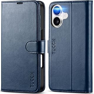 TUCCH iPhone 17 対応 ケース手帳型 6.3インチ 4つカードポケット付き ストラップホール付き 横置きスタンド機能 RFIDブロッキング 耐衝撃 全面保護 マグネット式 TPU素材 PU合皮 あいふぉん17 対応カバー 2025年発売 ダークブルー