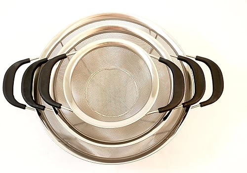 Miniatura 3 de ExcelSteel Colador de malla de calibre pesado con asas Santopreme, 11-14 pulgadas